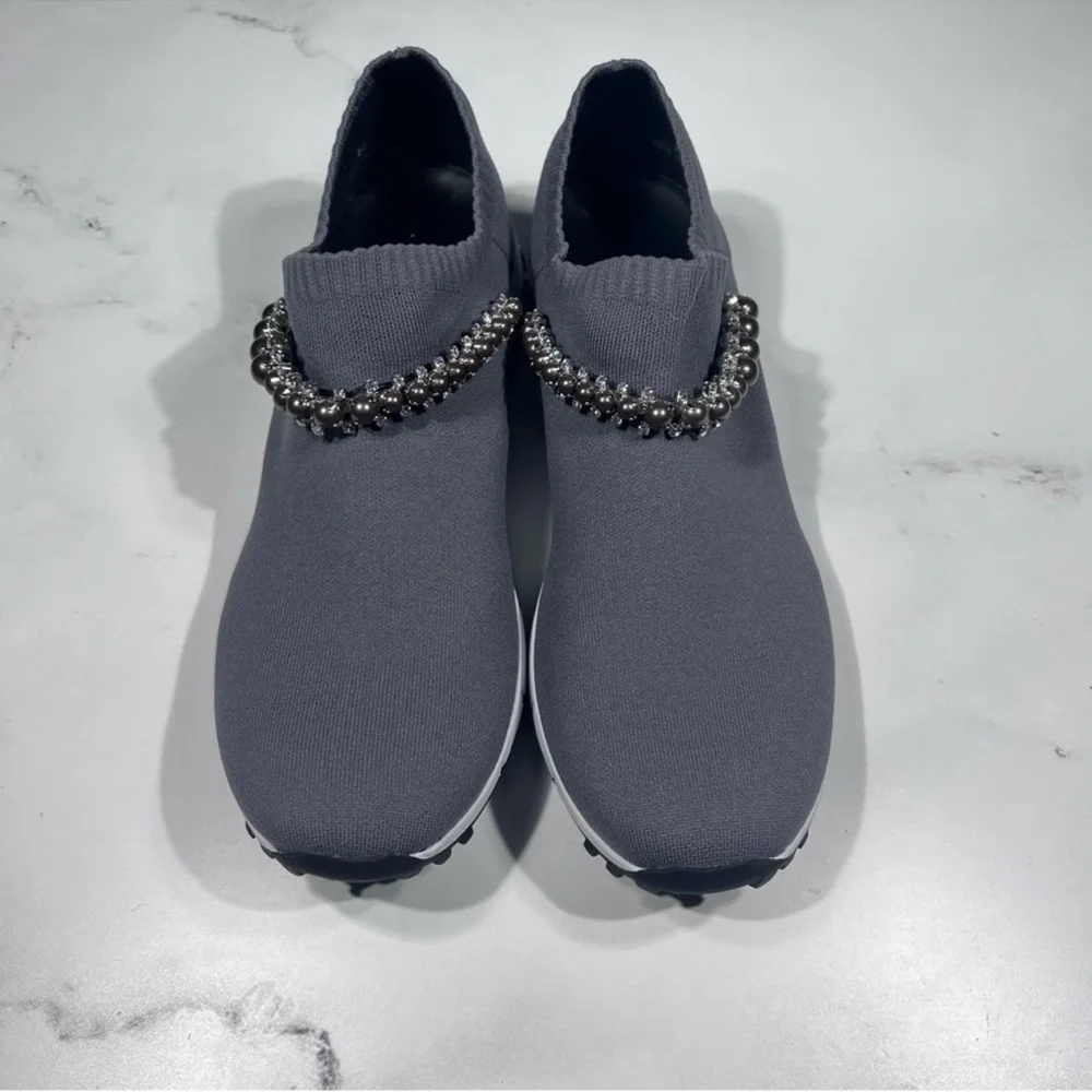 Jimmy Choo Verona Knit Dusk Grey Slip On Sneakers